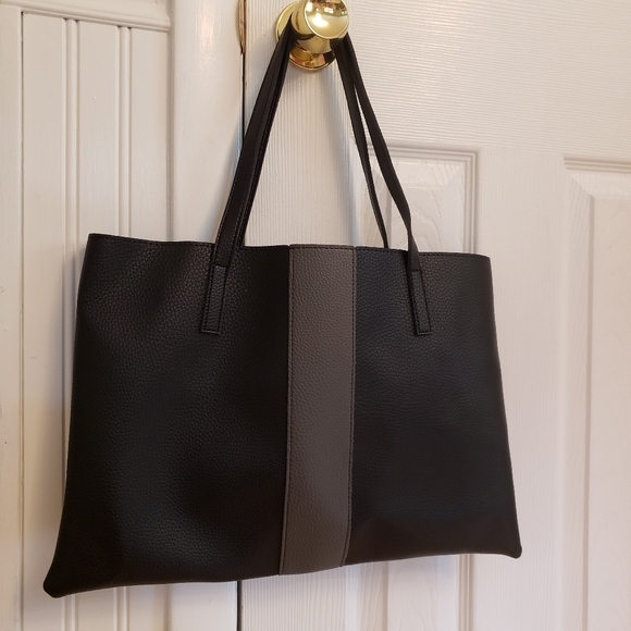 Vince Camuto Luck Tote - Black and Gray Vegan Leather - Picture 3 of 7